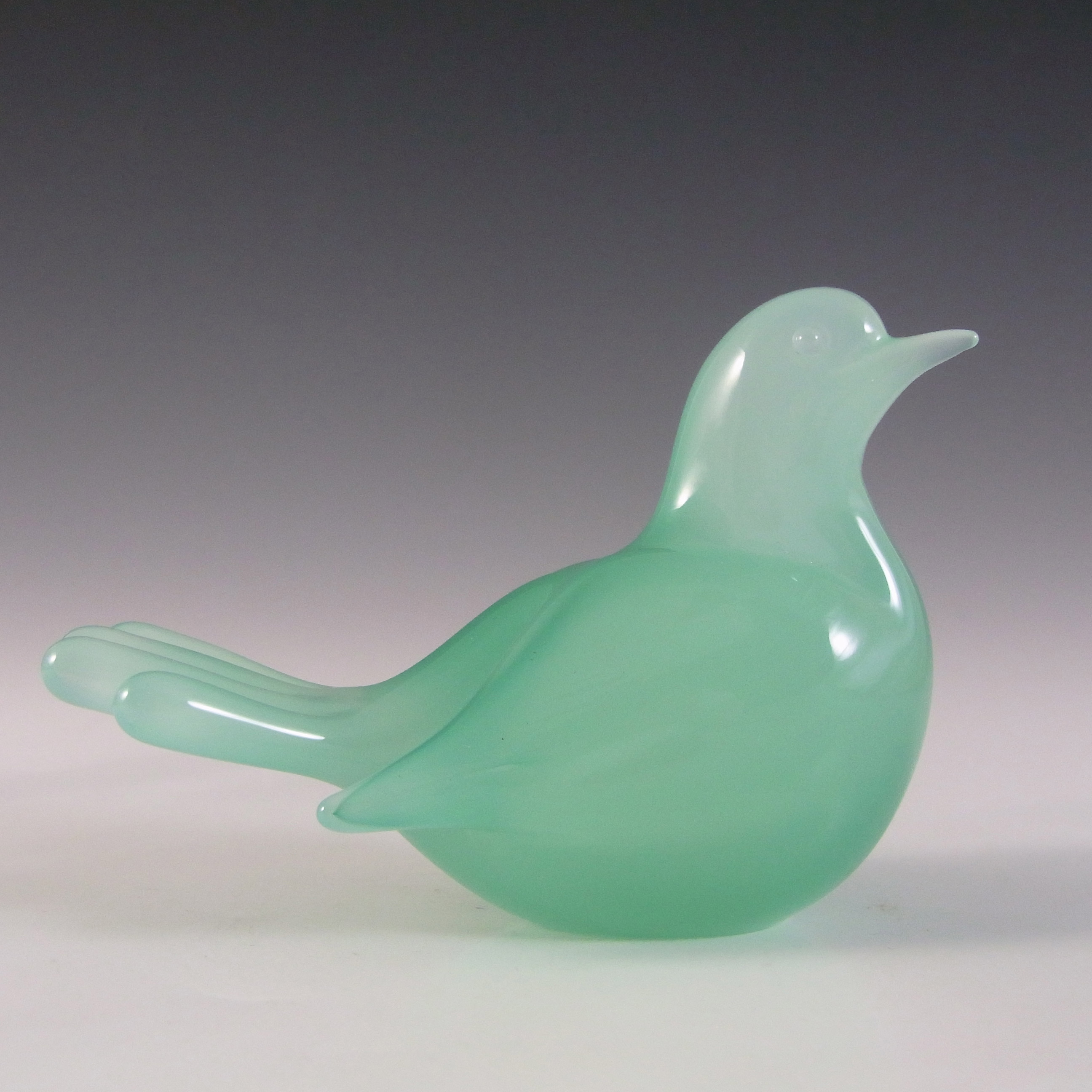 Archimede Seguso Alabastro Green Glass Bird Figurine - Labelled