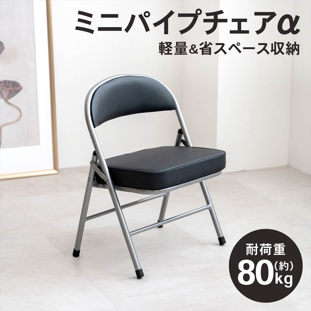 LIFELEX ミニパイプチェアα シルバー／ブラック(単品): 家具