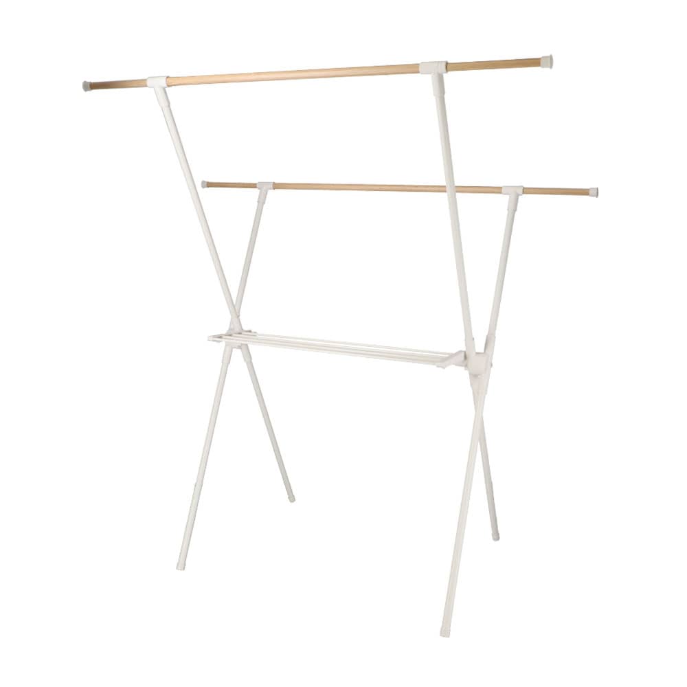 LIFELEX 木目調 X型室内物干し ホワイト WH21－8932: 生活