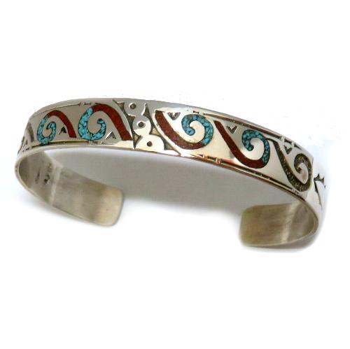 ナバホ族作のブレスレット・バングル チップインレイ