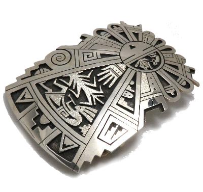 バックル ホピ族製作の オーバーレイ・シルバーバックル