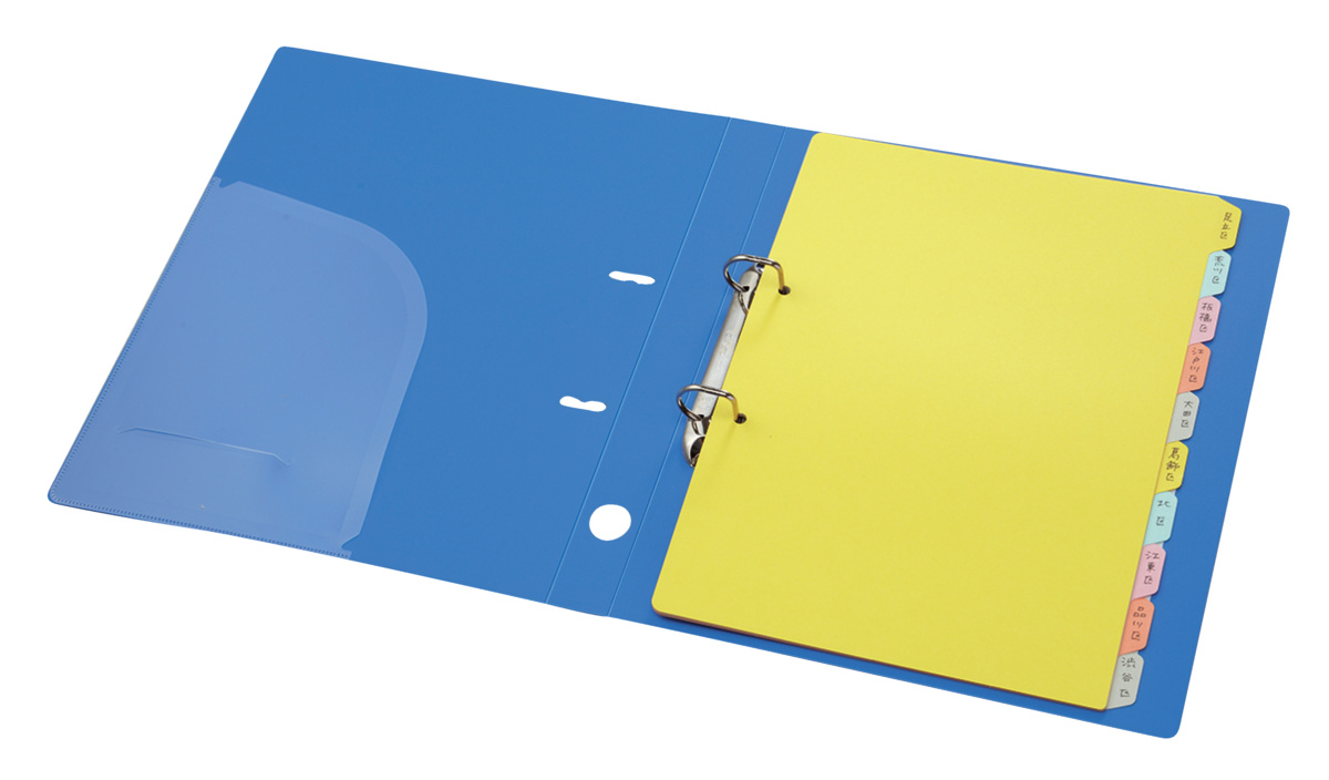 カラー仕切カード(ファイル用)A4縦2穴10山見出+インデックス5組｜文具