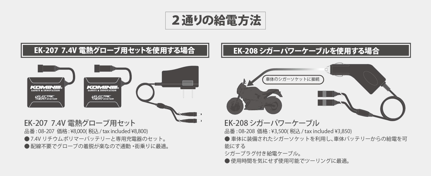 コミネ公式】GK-804 エレクトリックヒートグローブ-カシウス | KOMINE