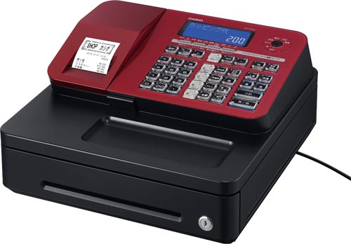 カシオ 電子レジスタ SR－S200－RDレッド 赤 幅326．0