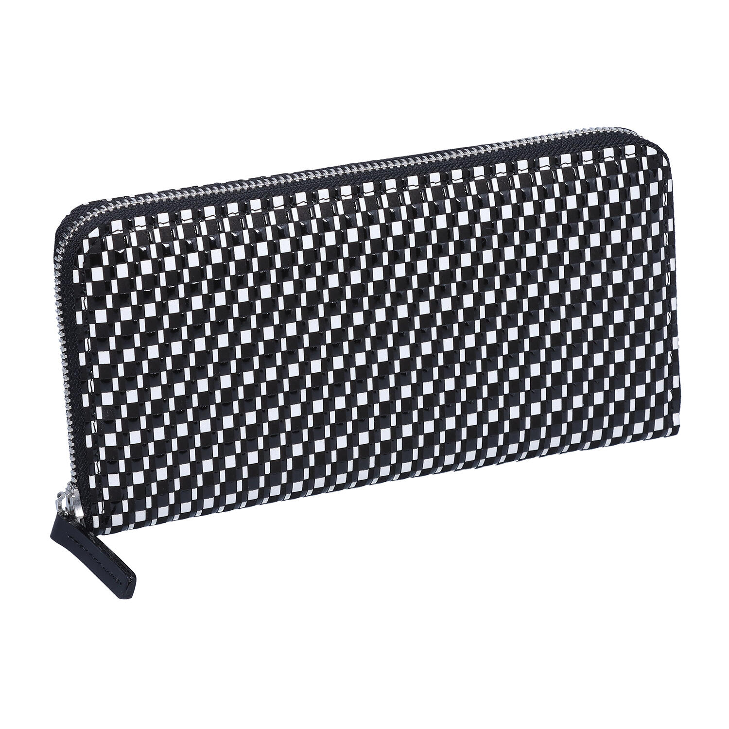 甲州印伝 黒×白 鹿革 ラウンドファスナー長財布 | 株式会社 印傳屋上原