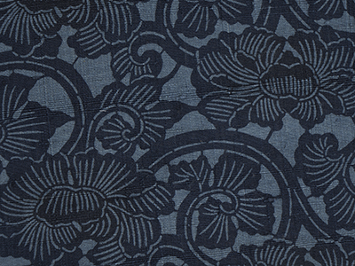 花唐草模様藍型絵染名古屋帯(w89086KK) 帯紹介