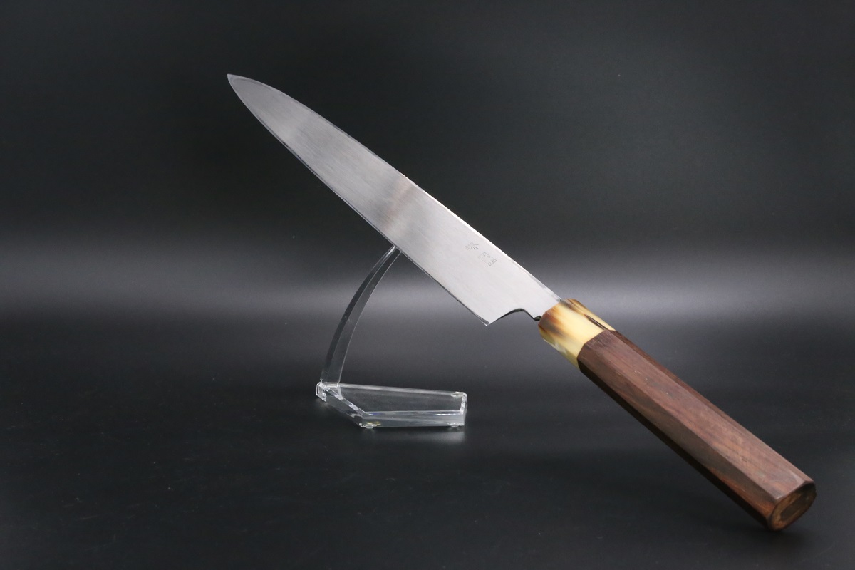 柳刃 白二鋼 水本焼 360mm 平鏡面 波浮かし 刃付師： 森本光一-歌舞