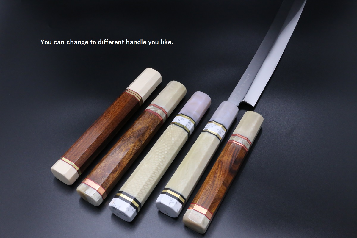 剣型 柳刃先丸 ZDP-189 390mm 全鋼本焼 全鏡面仕上げ 八角柄樹脂製