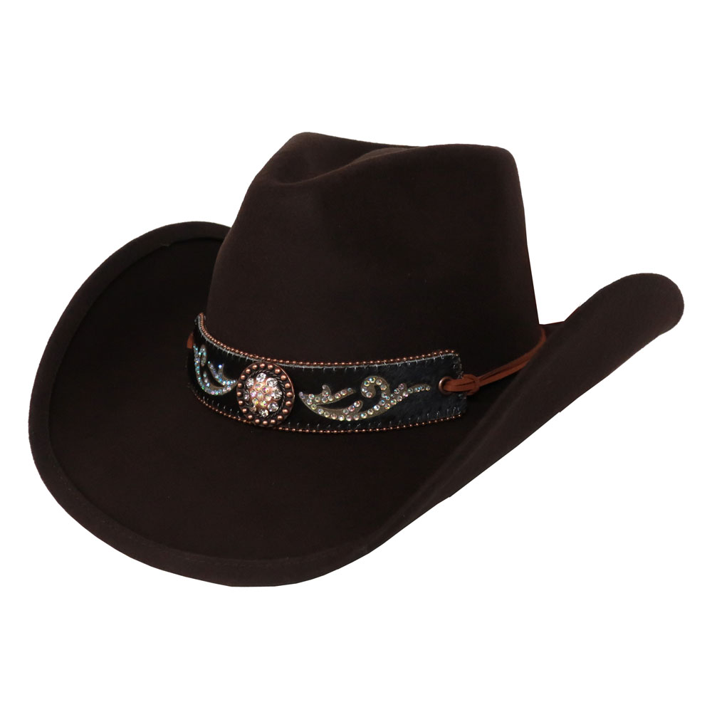 カウボーイハット ウエスタン ハット 茶色 ブラウン ラインストーン