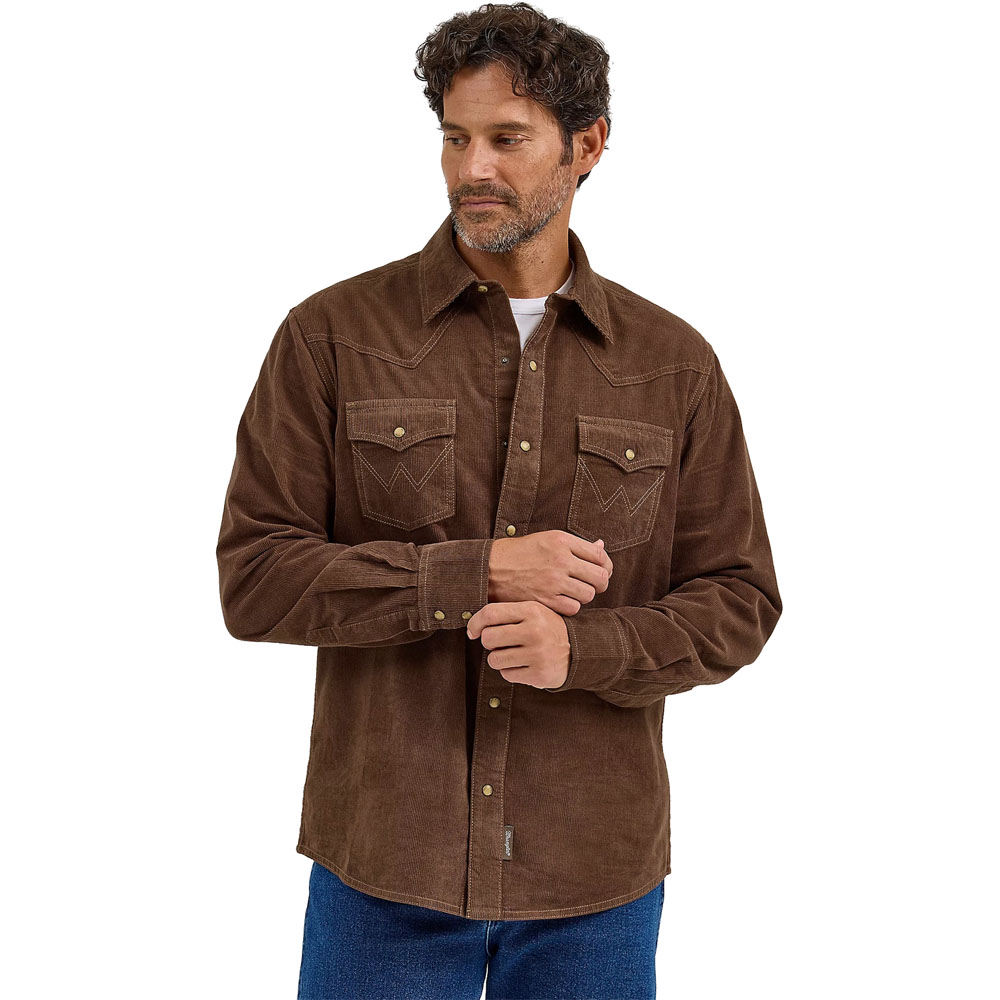 ラングラー ウエスタンシャツ Wrangler 無地 コーデュロイ