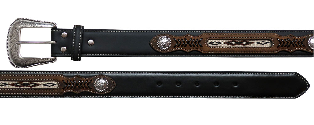 レザーベルト レザー 革 ベルト コンチョ ウエスタン 黒 ブラック