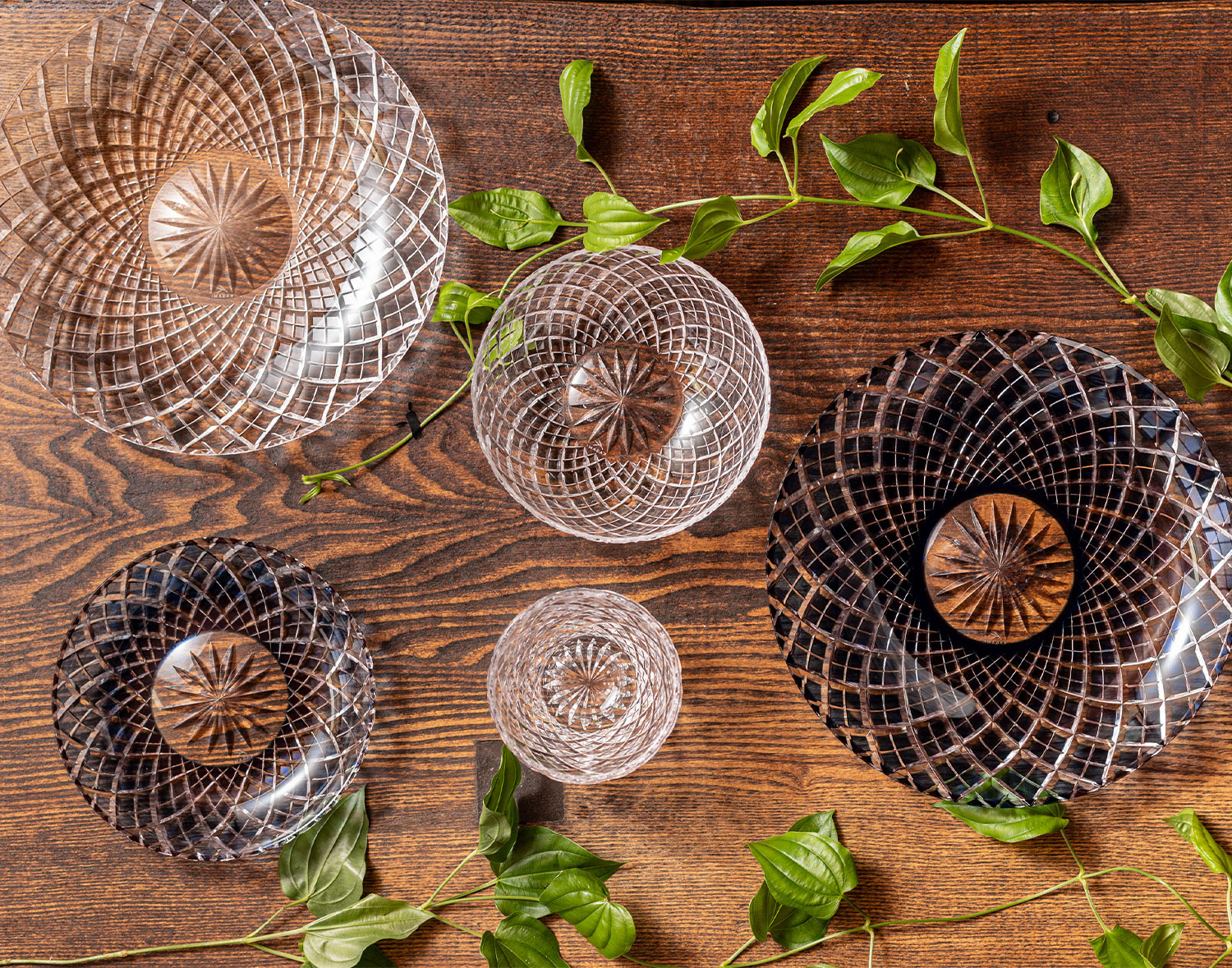 江戸切子 中皿＜矢来重紋＞ | カガミクリスタル