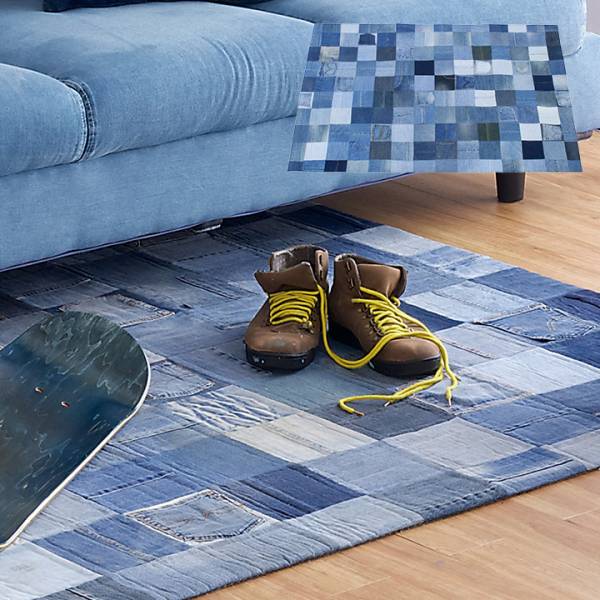 ラグ Patchwork denim rug(パッチワーク デニム ラグ) 200x140cmの通販
