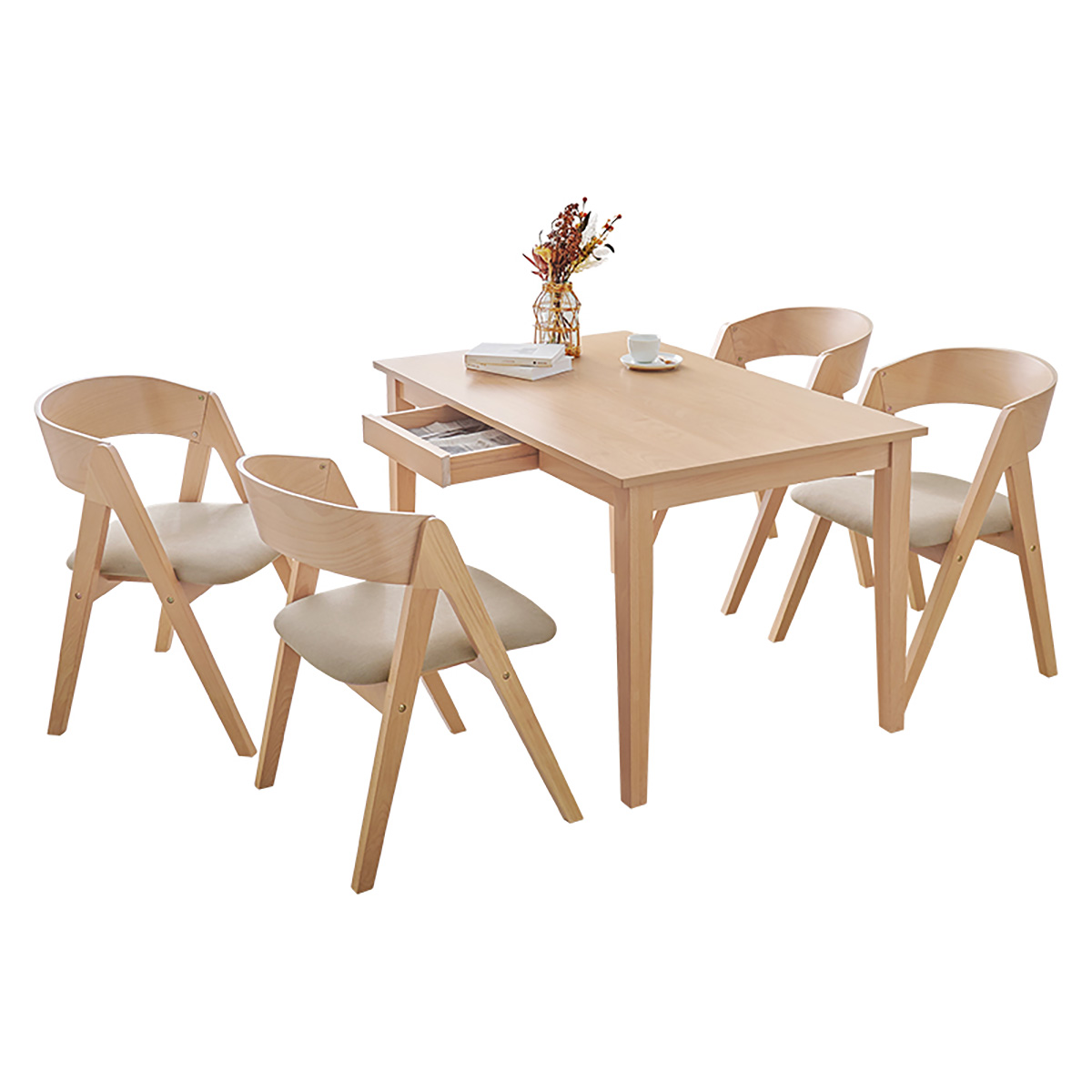 ダイニングテーブルセット 4人掛け 5点セット 引き出し付き ダイニング