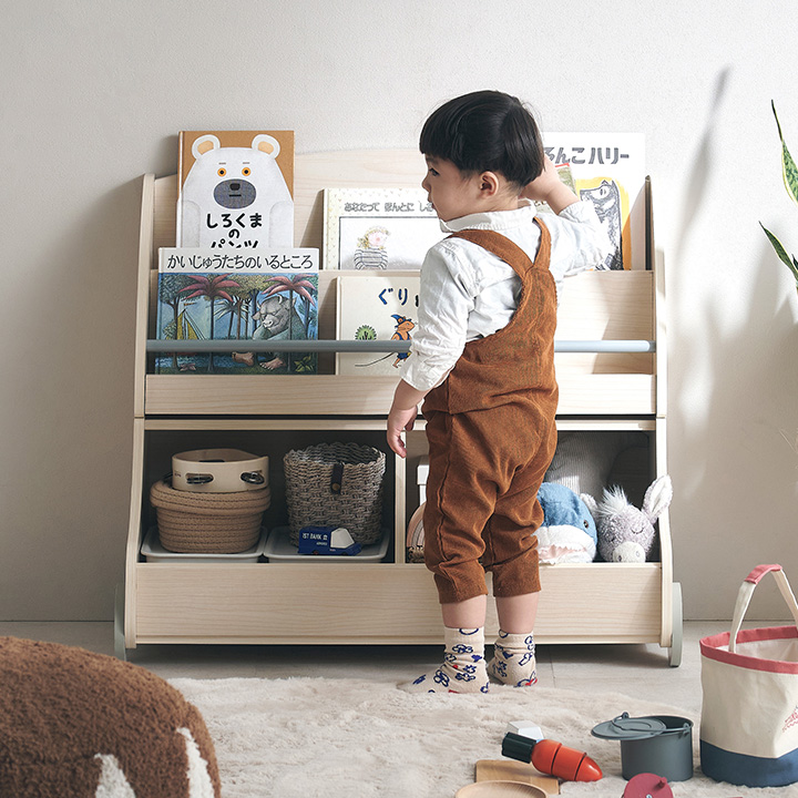 幅86cm 絵本棚＆おもちゃ収納 Mobile(モービル) 3色対応 分割可能の