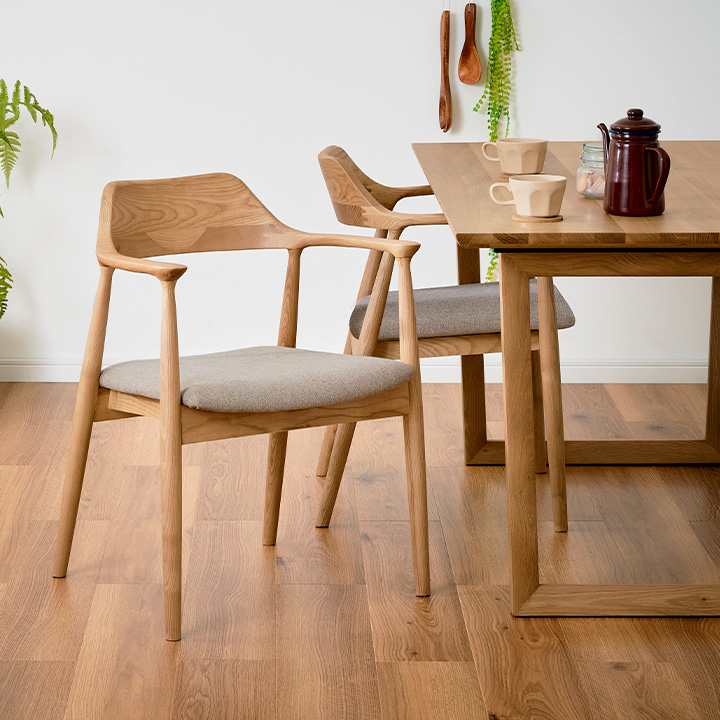 完成品 肘付き ダイニングチェア Shaun(ショーン) 2脚セット 11色対応