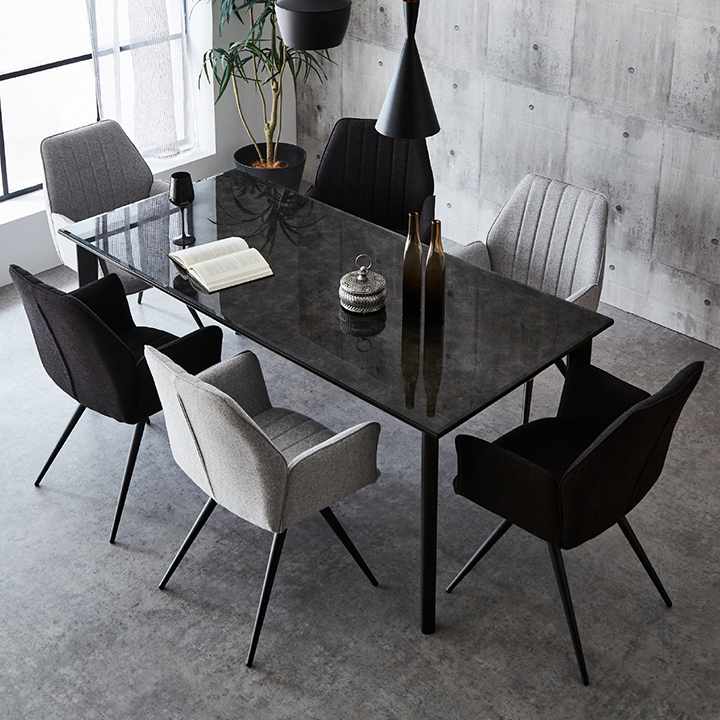 ガラス天板 ダイニングテーブル 幅180cm ブラックの通販情報 - 家具