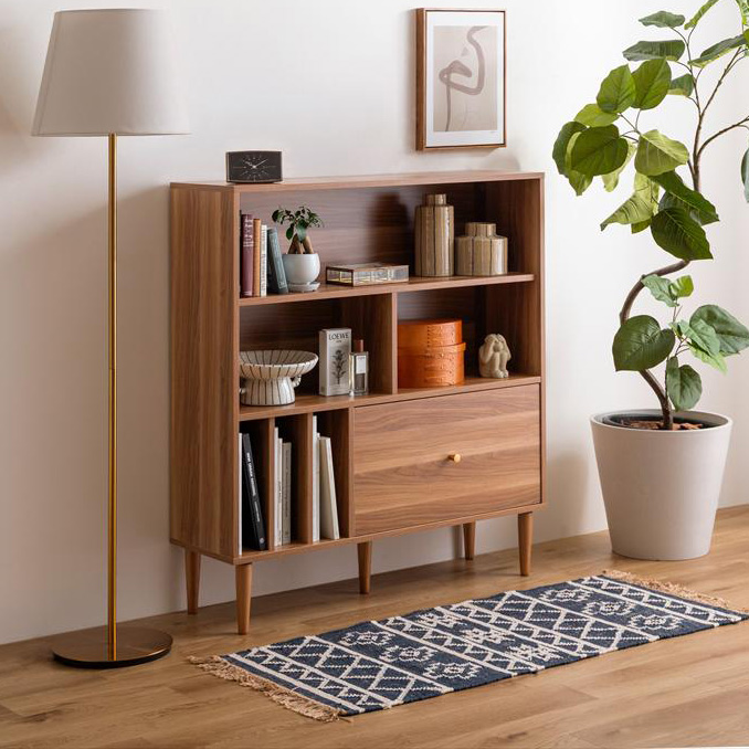 本棚 スリム 幅100cm 引き出し付き Lykke(ルゲ) 3色対応の通販情報