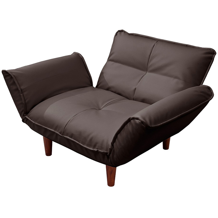 日本製 (ブラウン脚150mmタイプ) 1人掛け リクライニングソファ KAN