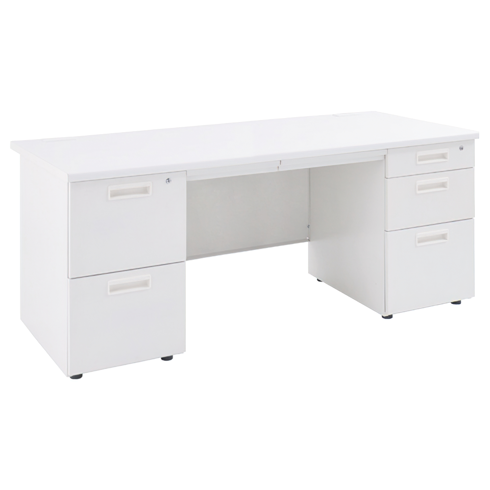 事務用ホワイト両袖机 幅1400 奥行700 高さ700 KDW-147W 通販