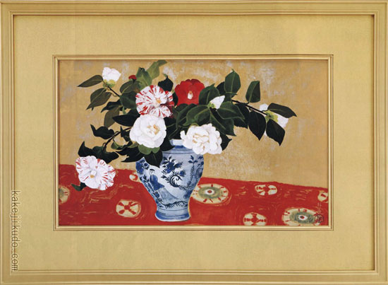 小倉遊亀 絵画 椿 送料無料 【複製】【美術印刷】【巨匠】【変型特寸