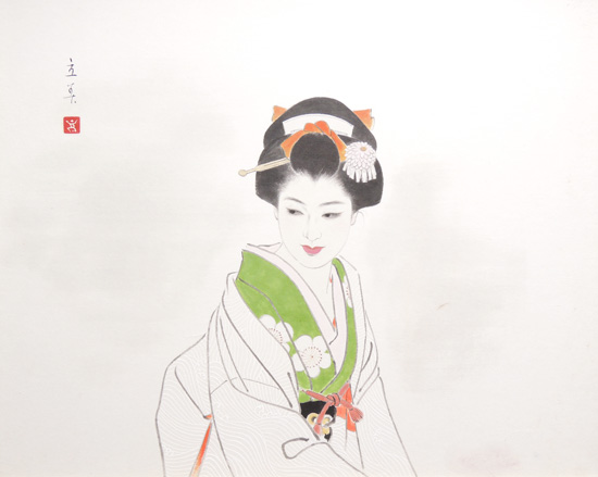 志村立美 美人画 『いこい』 肉筆作品（中古） 送料無料 【巨匠