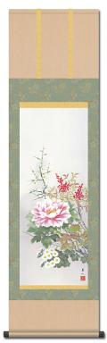 即納品 】【50％OFF】 四季花（花鳥画） 香泉(尺五)! 花鳥画 - 掛け軸