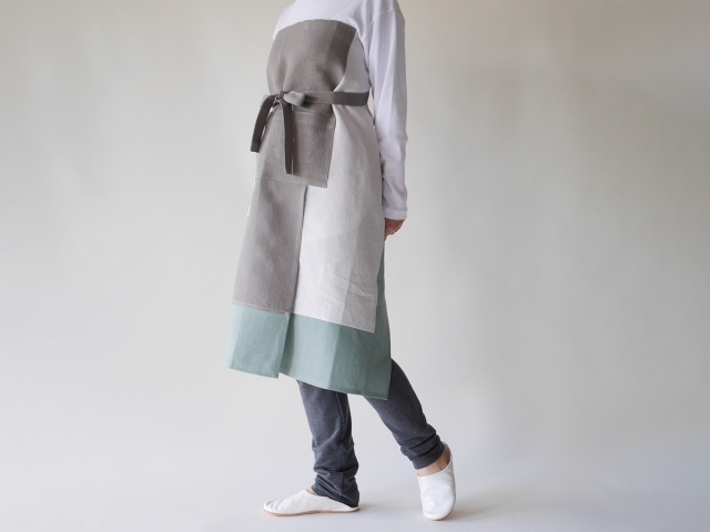 スリットまえかけ（グレー×グリーン）｜鎌田醤油（かまだしょうゆ