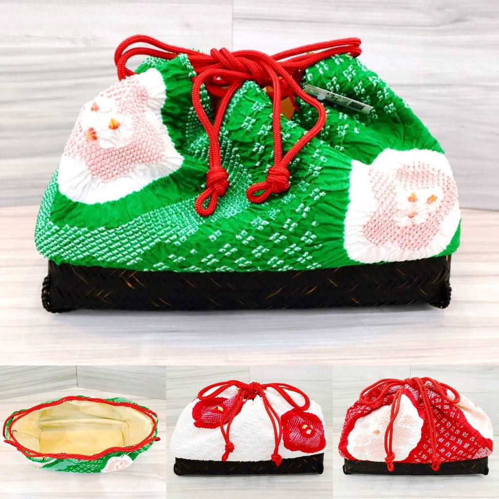 尺籠2023・3種｜華やかで贅沢な正絹総絞りの希少な籠付巾着