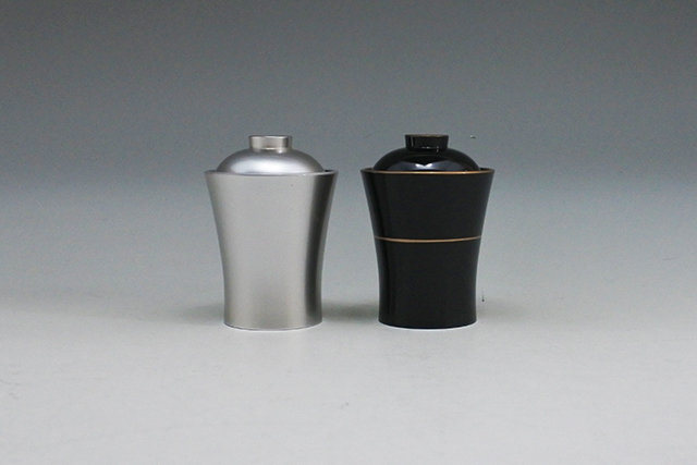 木乾推形箸洗 小吸銀彩内黒／TM竹泉箸洗椀 黒帯金