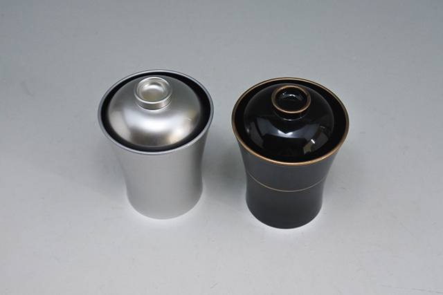 木乾推形箸洗 小吸銀彩内黒／TM竹泉箸洗椀 黒帯金