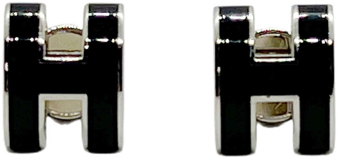 □エルメス□HERMES□ピアス□ポップアッシュ□POP H□ブラックx