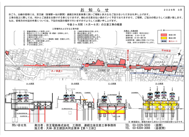 工事中の各工区情報 | 電車に乗る | 京王電鉄