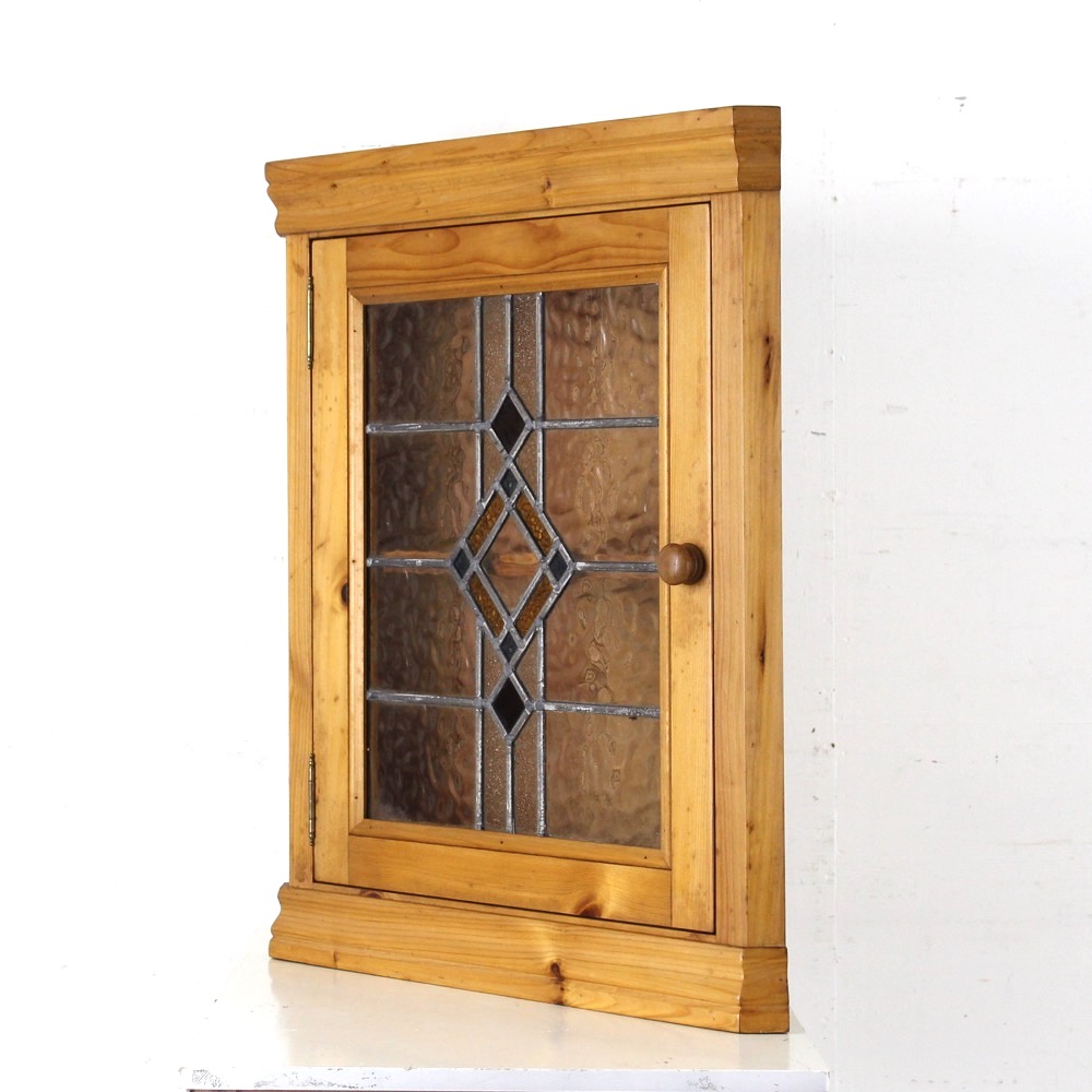 イギリス アンティークステンドグラス使用 パイン コーナー