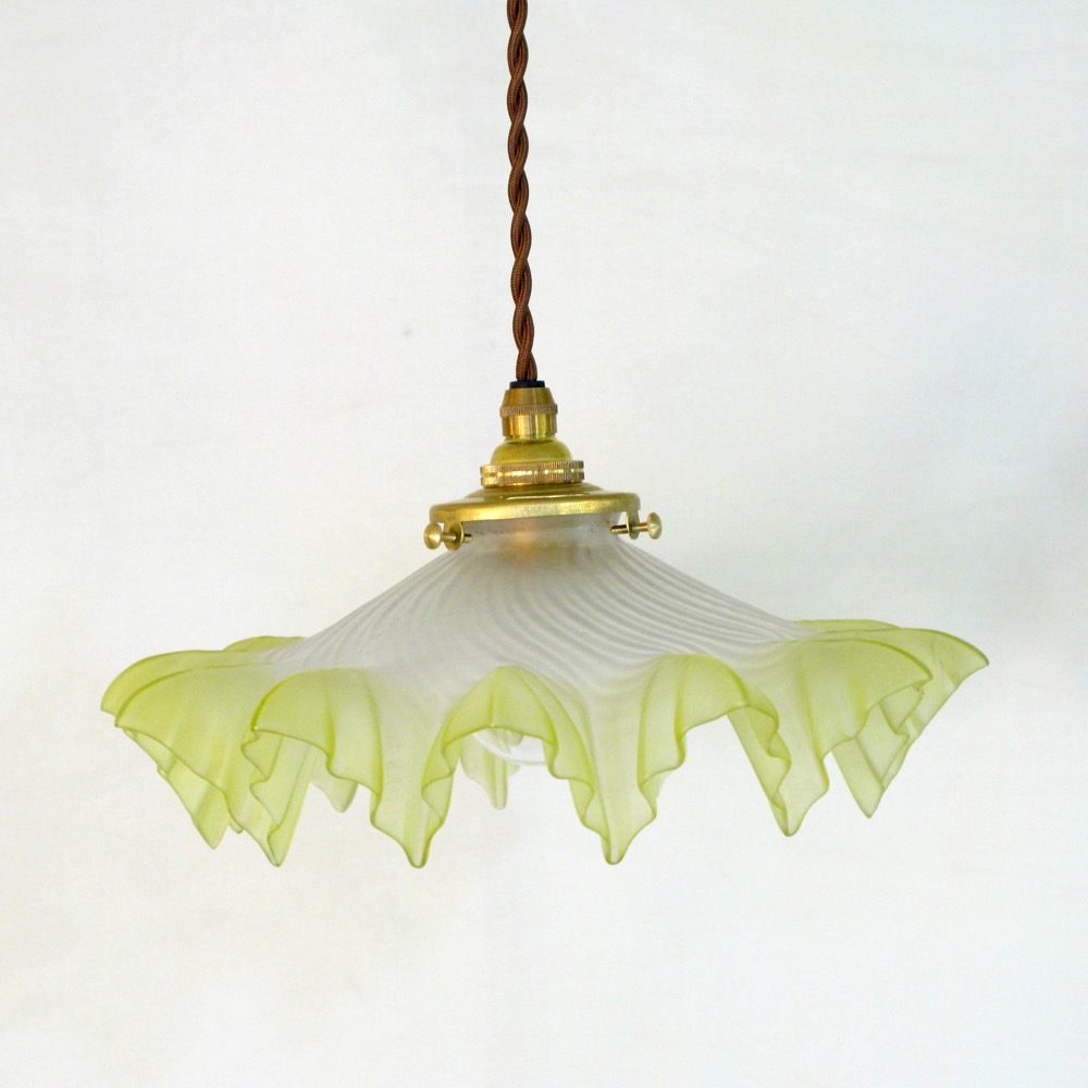 フランス アンティーク フリルガラスシェード ペンダントランプ | キヤ