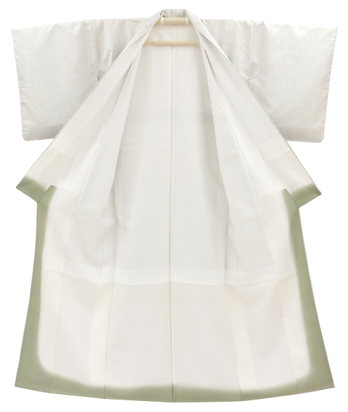 銀座【着物4389】本場奄美大島紬 白色 秋名バラ柄（反端 証紙付