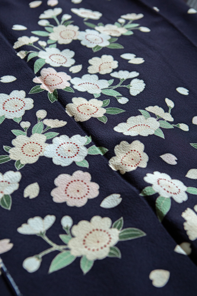 正絹 付下げ・訪問着 150081 濃紫 桜 花びら