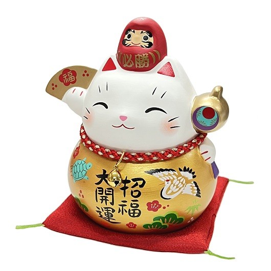 彩耀必勝だるま招き猫（金福・大）（貯金箱）・縁起物 / 京都の人形