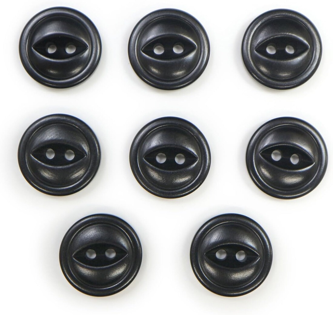 ナットボタン 二つ穴ボタン 【ブラック】 黒 猫目ボタン ベーシック