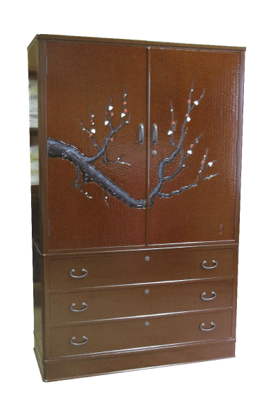 110巾胴丸大洋下三「紅白梅鎌倉彫」 | 桐たんす（桐箪笥）の製造販売