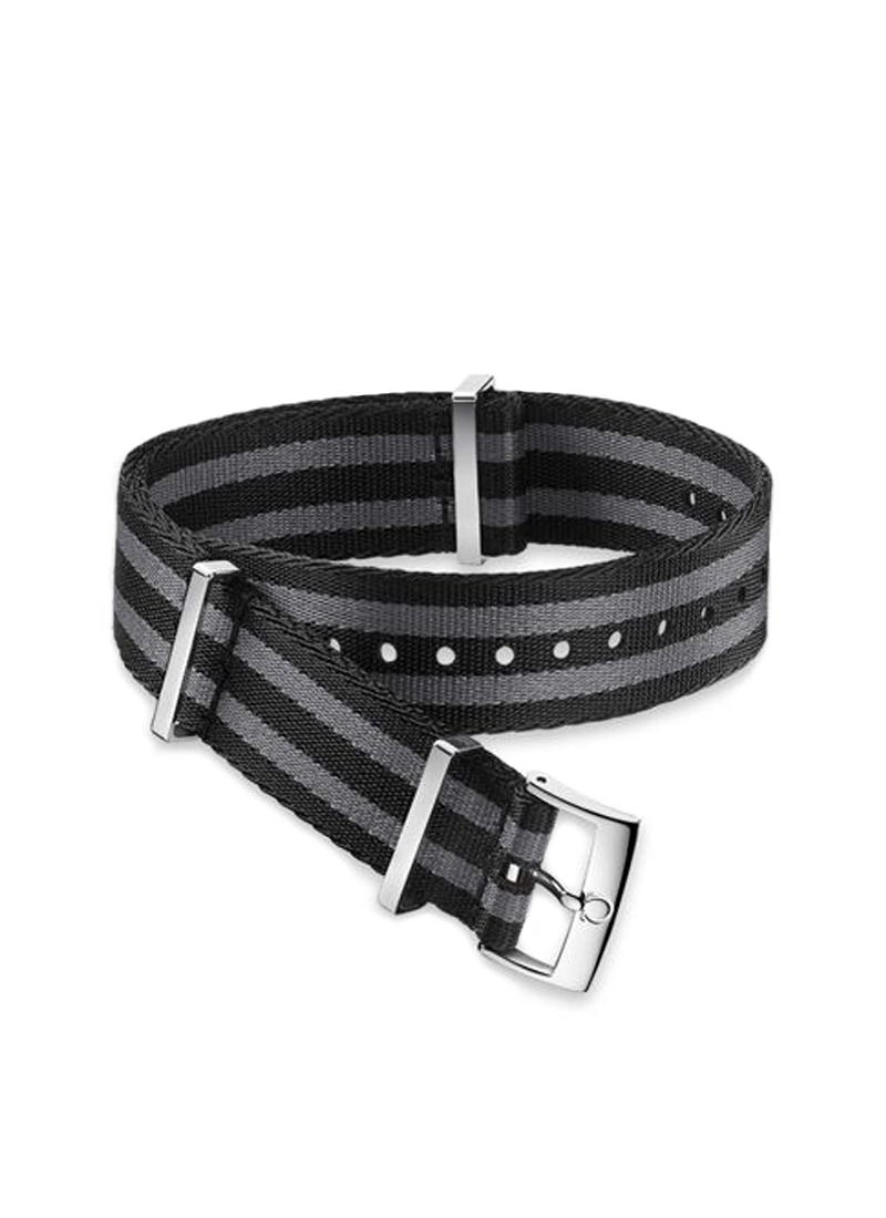 NATOストラップ(ポリアミド/ 黒・オレンジライン入り)｜オメガ（OMEGA