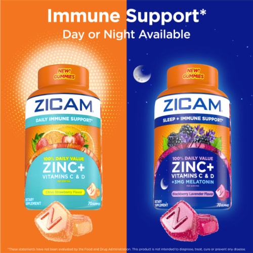 Zicam Daily Immune Support Zinc Plus Vitamins C & D Citrus