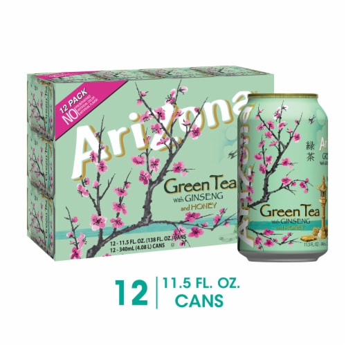 AriZona Ginseng & Honey Green Iced Tea Multipack Cans, 12 pk