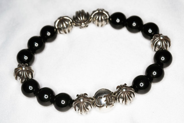 クロムハーツ オニキス ビーズブレスレット8mm ゴム交換修理 ｜ クロム