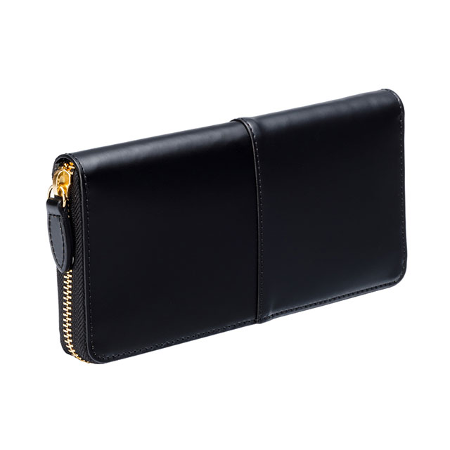 コードバン つや無し ラウンド長財布 小銭入れ付き （ブラック