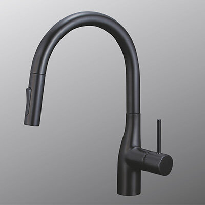 シングルシャワー付混合栓（eレバー）マットブラック：KM6061ECM5