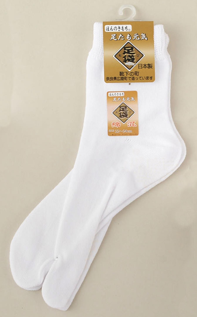 足袋ソックス 22cm～26cm 白（綿・アクリル混）靴下の生地の