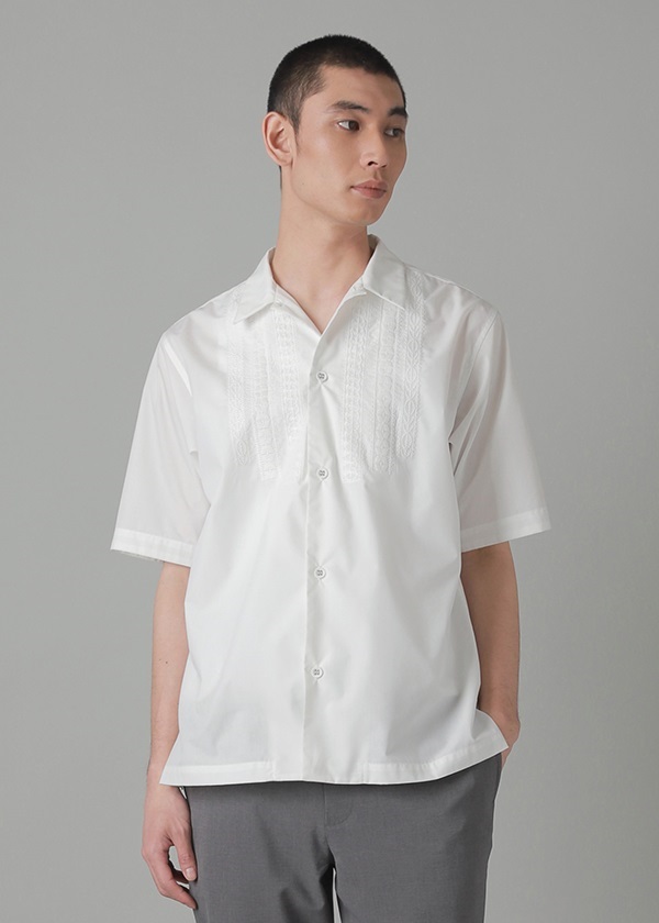 ZUCCa / S メンズ ラダーレース刺繍 / シャツ(M dark pink(19)): SALE