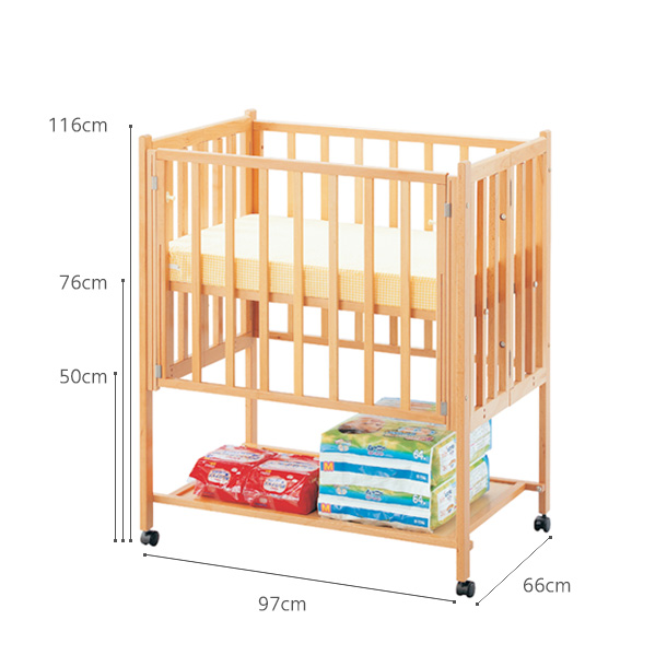 OB-3 折りたたみベッド コンパクト ナチュラル::ホクソンベビー