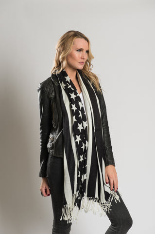 Black & White Stars & Stripes Scarf – Hair Glove